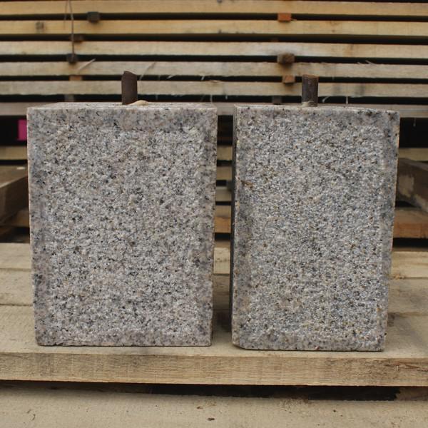 Granite, straight square, staddle stone with iron pin