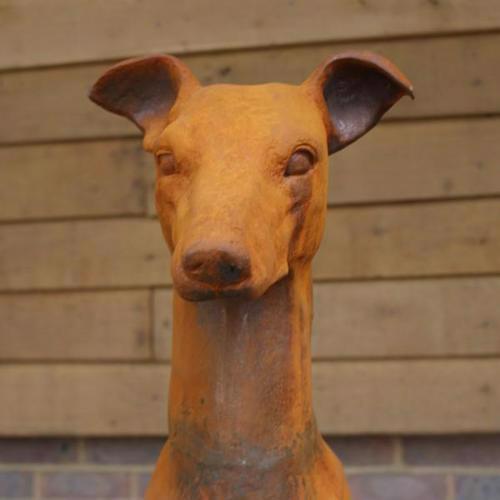 Cast Iron Sitting Whippet Statue