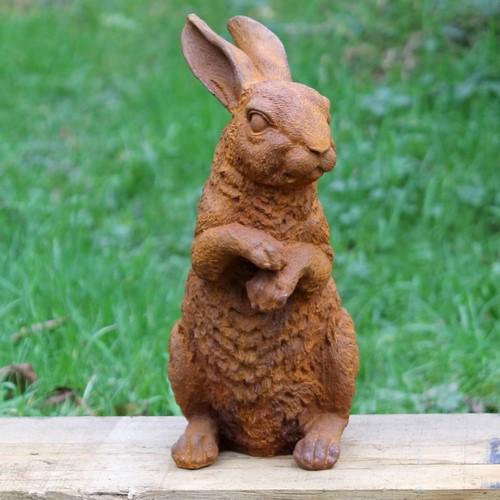 Cast Iron Hopping Bunny Statue - 295mm High
