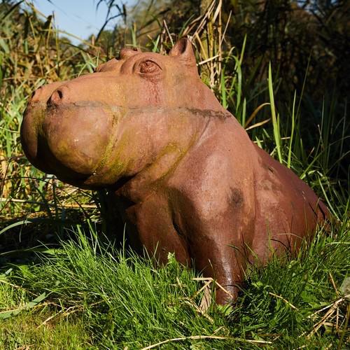 Cast Iron Happy Hippo Statue - 700mm High