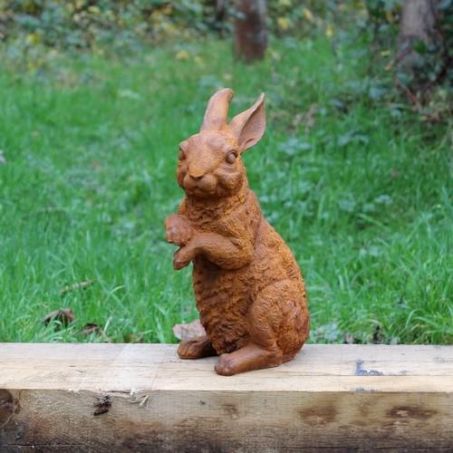 Cast Iron Hopping Bunny Statue