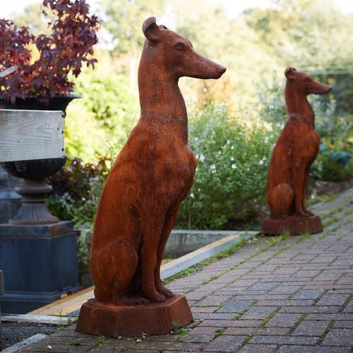 Cast Iron Sitting Whippet Statue **SALE** on Pair