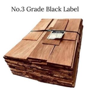 No. 3 Grade - Black Label Western Red Cedar square edge shingles cladding