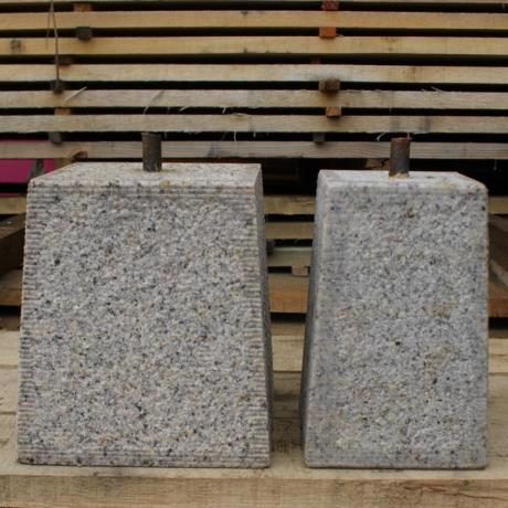 Granite, tapered square, staddle stone with iron pin