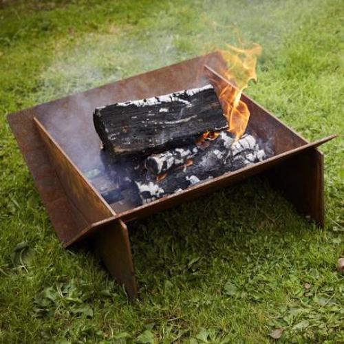 Corten Steel Minima Flat Pack Fire Pit Round Wood of Mayfield