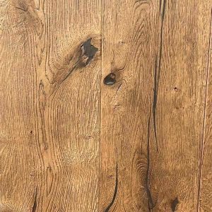 Engineered Oak flooring - Distressed, Wax-oiled Light antique brown
