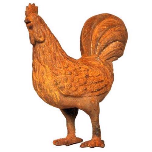 Cast Iron Chicken with Feet Statue - 250mm High