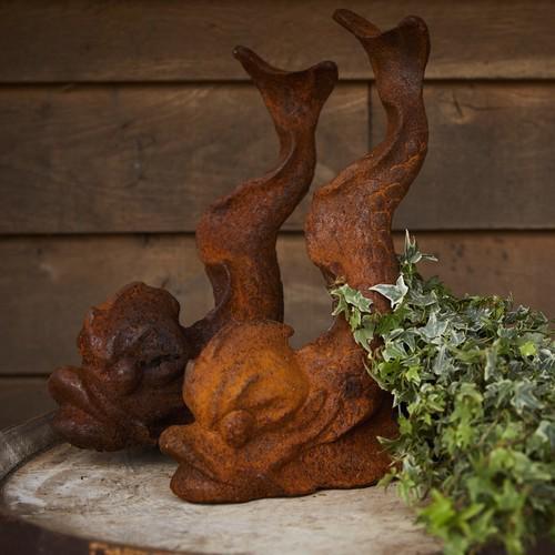 Cast Iron Curly Fish Statue - 360mm High