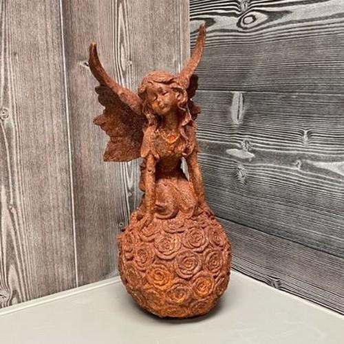 Cast Iron Kneeling Fairy Statue