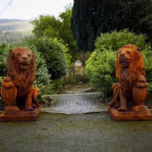 Cast Iron Proud Lion Statue