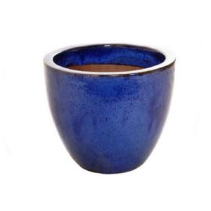 Ceramic - Glazed Egg Pot Planter - Blue