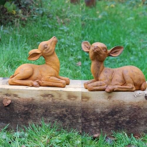 Cast Iron Mini Fawn Friends Statue - 250mm High