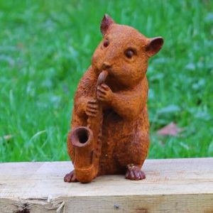 Cast Iron Mini Jazz Mouse Statue - 185mm High