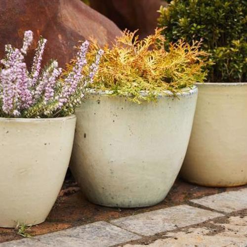 Ceramic - Glazed Egg Pot Planter - Cream