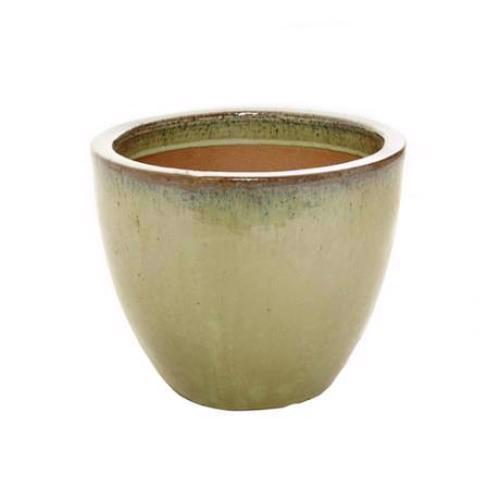Ceramic - Glazed Egg Pot Planter - Olive Green
