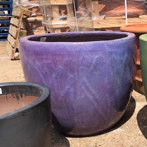 Ceramic - Glazed Egg Pot Planter - Purple