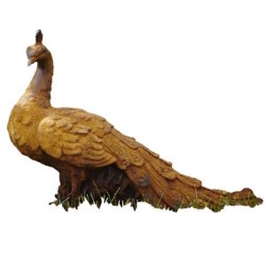 Cast Iron Proud Peacock Statue - 200mm High