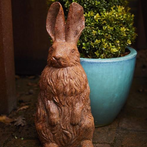 Cast Iron Sitting Bunny Statue - 400mm High