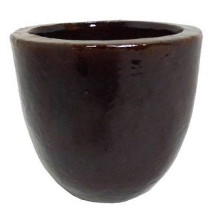 Ceramic - Glazed Egg Pot Planter - Brown