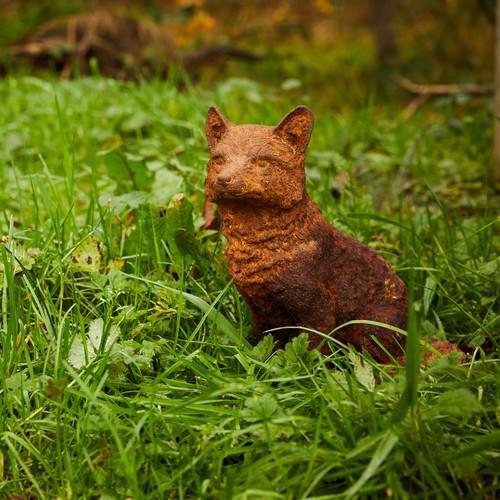 Cast Iron Sitting Fox Statue - 310mm High