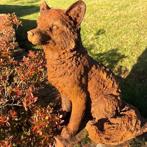 Cast Iron Sitting Fox Statue - 310mm High