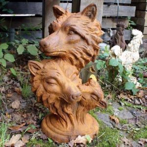 Cast Iron Fox Family Statue