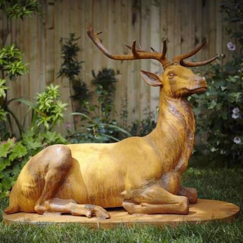 Cast Iron Kneeling Stag Statue