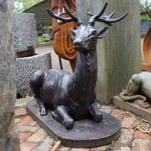 Cast Iron Kneeling Stag Statue