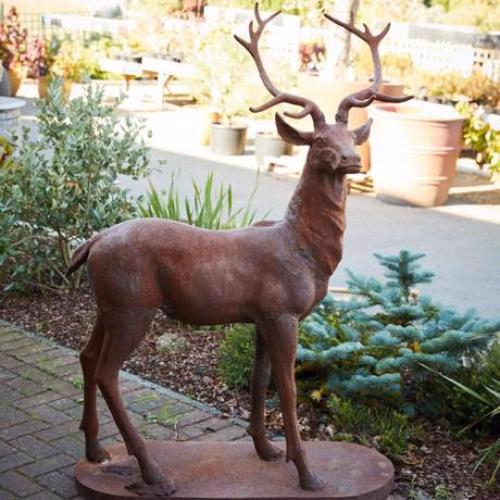 Cast Iron Majestic Stag - Rust Statue