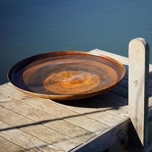 Corten Steel Curved Water Bowl