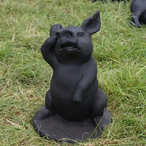 Cast Iron Cheeky Piglet Statue - 210mm High