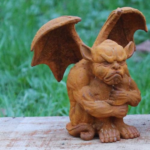 Cast Iron Grumpy Gargoyle Statue - 165mm High