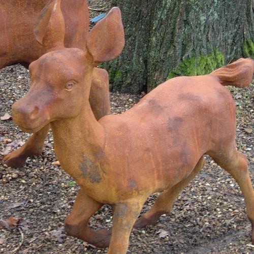 Cast Iron Frolicking Calf Statue - 450mm High