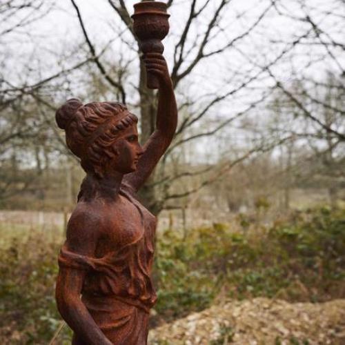 Cast Iron Lantern Ladies -Pair Statue - 1900mm High - Pair
