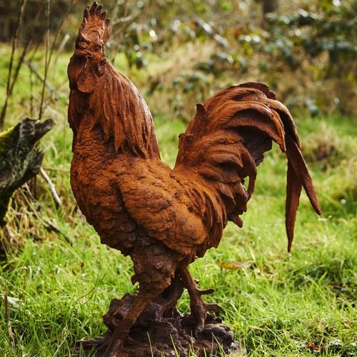 Cast Iron Tall Cockerel Statue - 0mm High