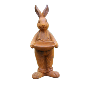 Cast Iron Rabbit with Bowl Statue - 525mm High