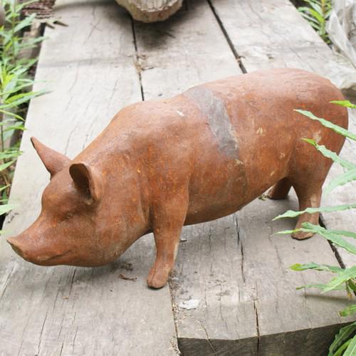 Cast Iron Standing Sow Statue - 300mm High