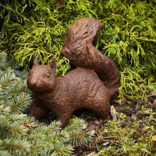 Cast Iron Foraging Squirrel Statue - 270mm High