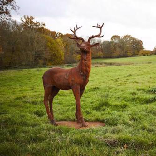 Cast Iron Majestic Stag - Rust Statue