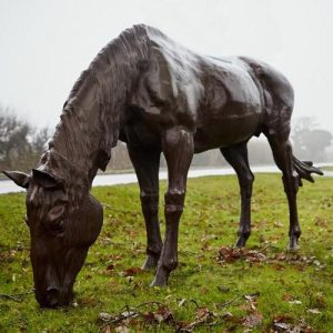 Cast Iron Lifesize Grazing Horse Statue - 1600mm High