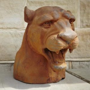 Cast Iron Cougar Head Statue - 410mm High