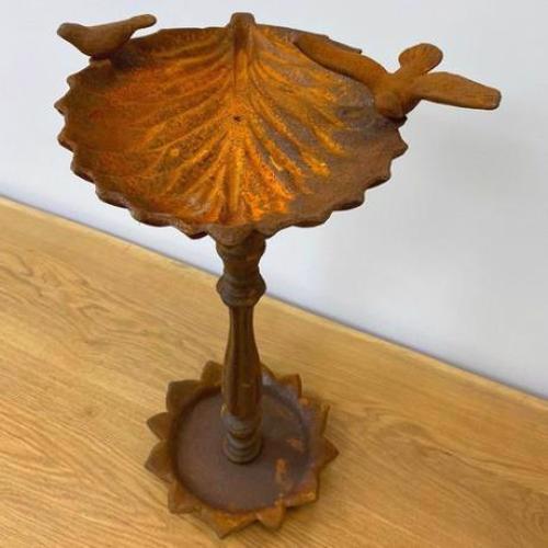 Cast Iron Ornate Bird Bath Statue