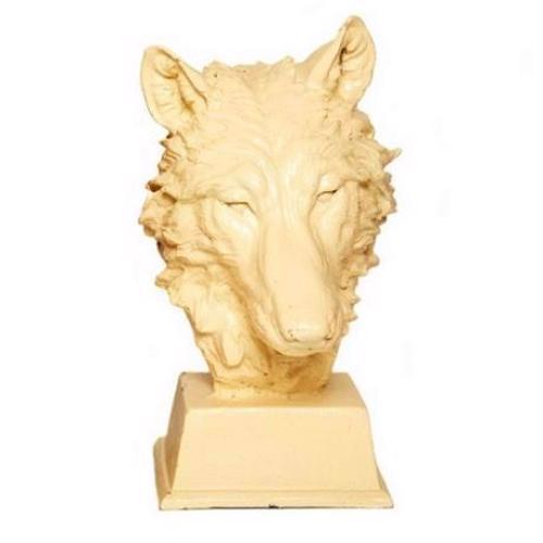 Cast Iron Wolf Head Statue