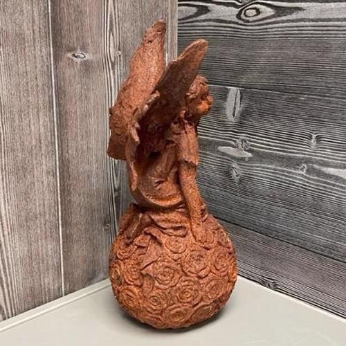 Cast Iron Kneeling Fairy Statue