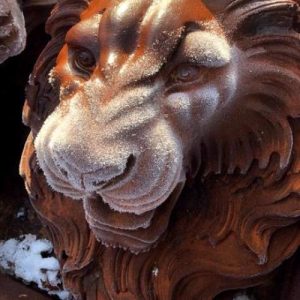 Cast Iron Lion Head Fountain Statue - 610mm High