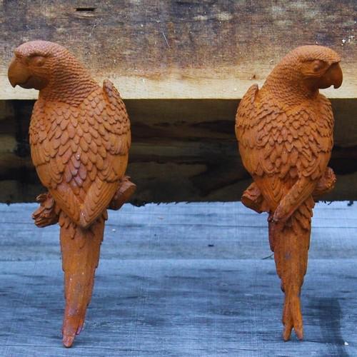 Cast Iron Parakeet Pairs Statue - 290mm High