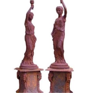 Cast Iron Lantern Ladies -Pair Statue - 1900mm High - Pair