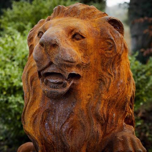 Cast Iron Proud Lion Statue