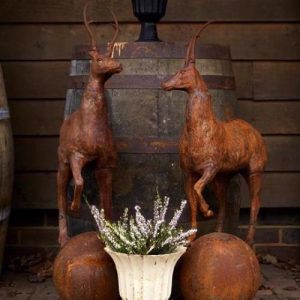Cast Iron Stag Gate Post - Pair Statue