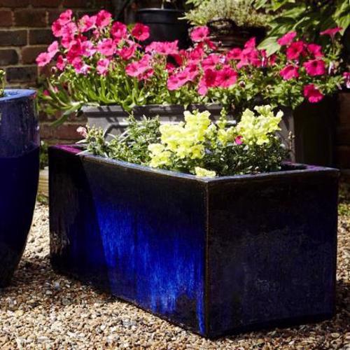 Ceramic - Glazed Rectangular Trough Planter